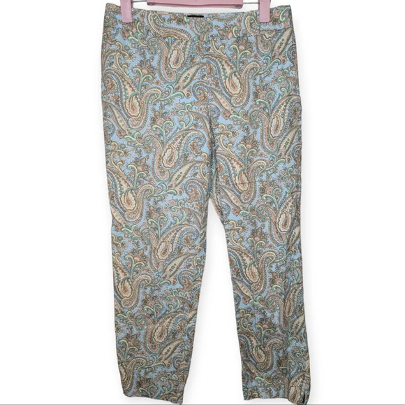 Talbots Chatham Blue Paisley Patterned Slim Leg Cropped Petite Pant 4P - Picture 2 of 10